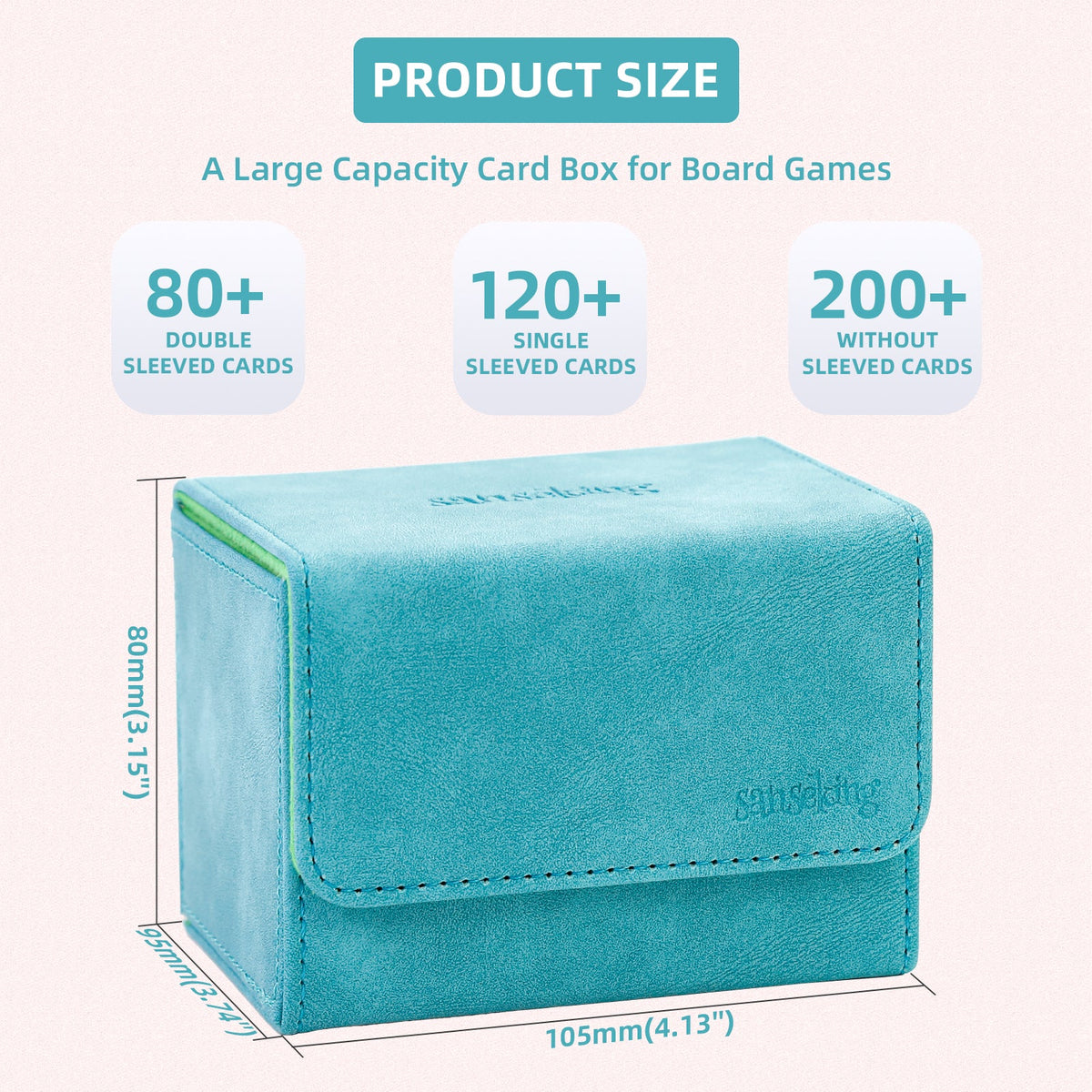 Leather Deck Box for TCG (Horizontal,Cyan)