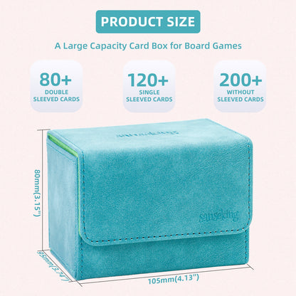 Leather Deck Box for TCG (Horizontal,Cyan)