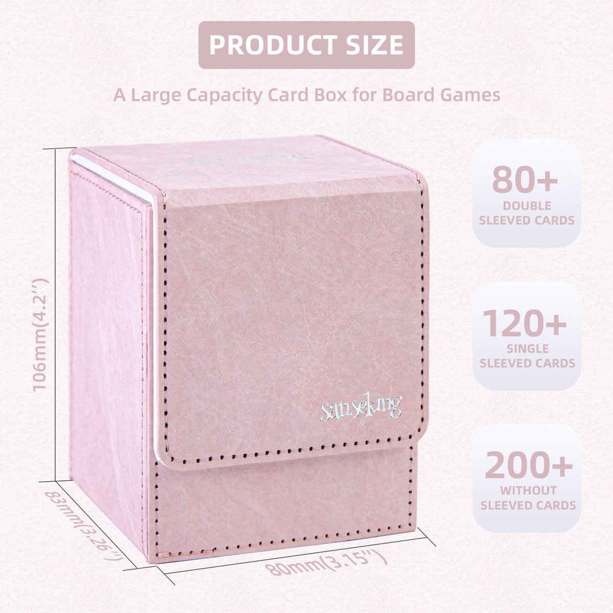 TCG Deck Box Fits 100+ yvek® (Vertical,Pink)