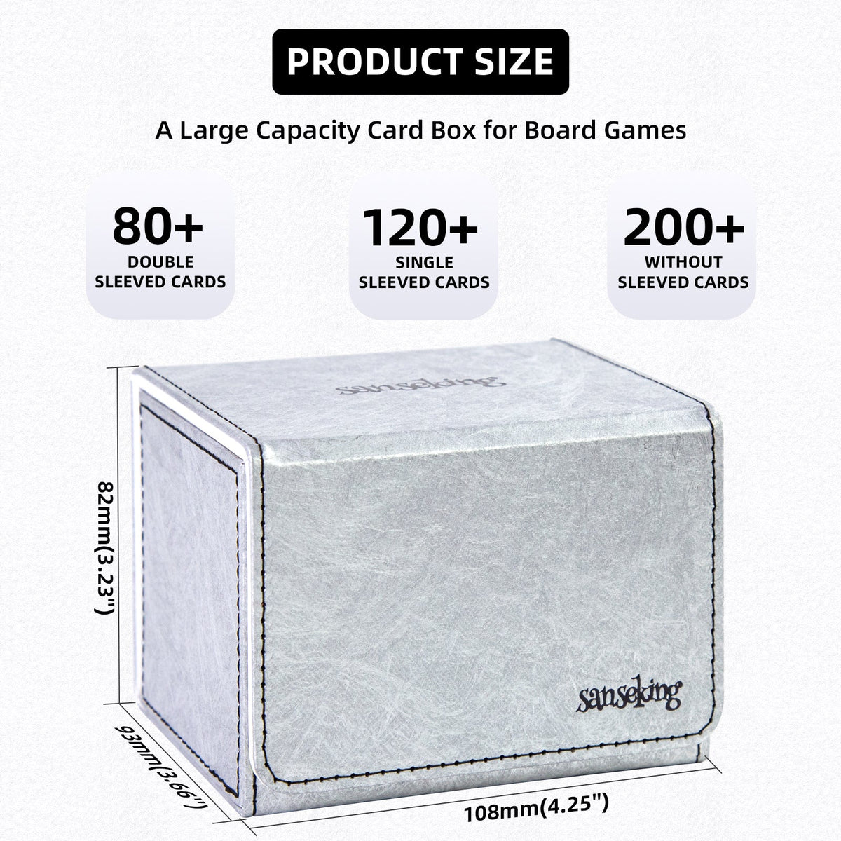 TCG Deck Box Fits 100+ yvek® (Horizontal,Silver)
