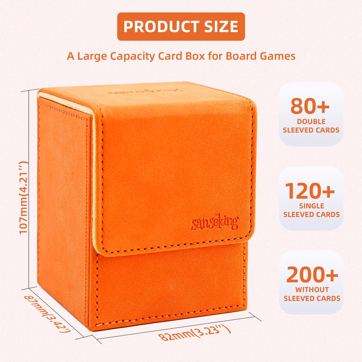 Leather Deck Box for TCG (Vertical,Orange)