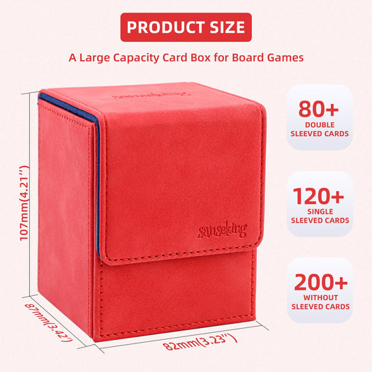 Leather Deck Box for TCG (Vertical,Red)