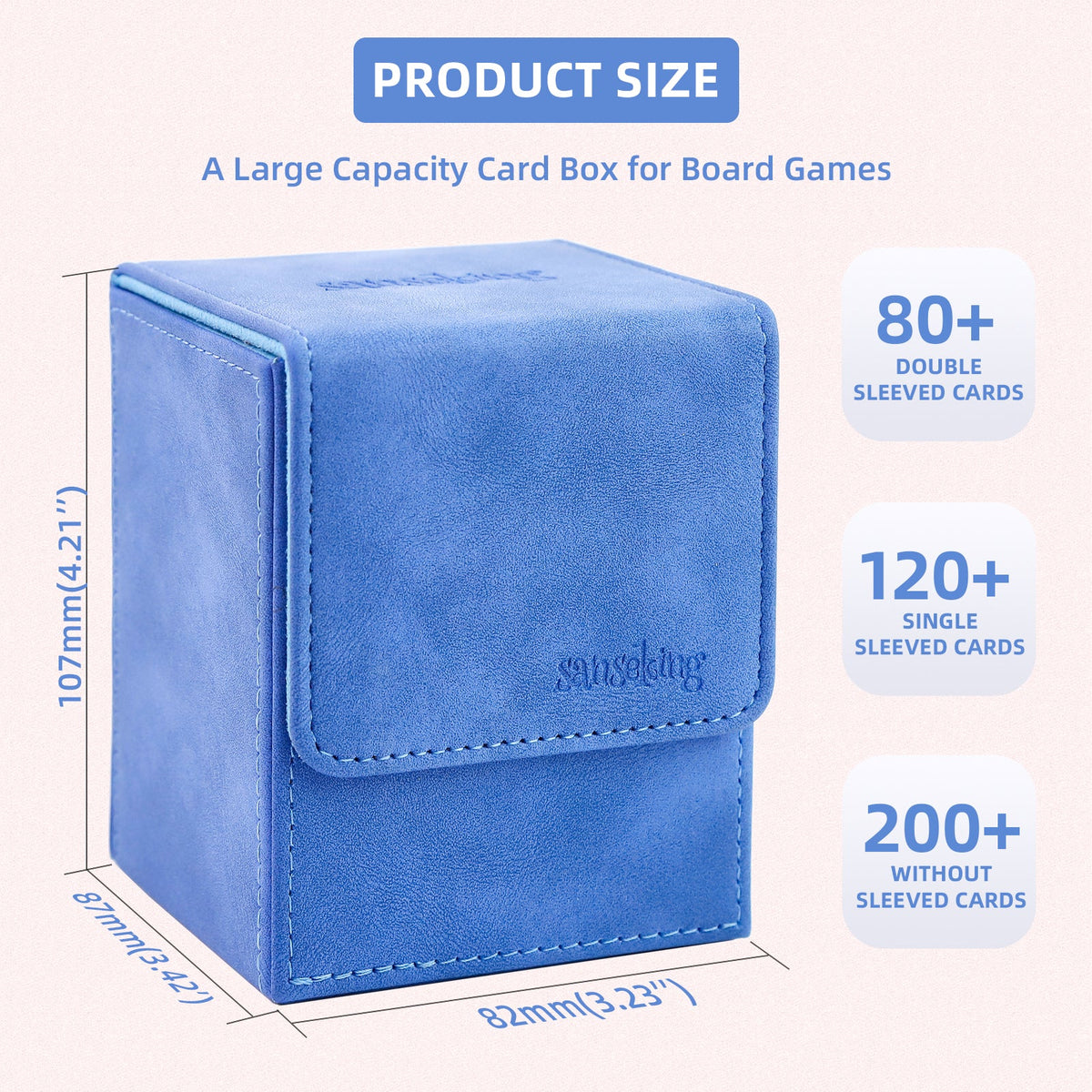 Leather Deck Box for TCG (Vertical,Light Blue)