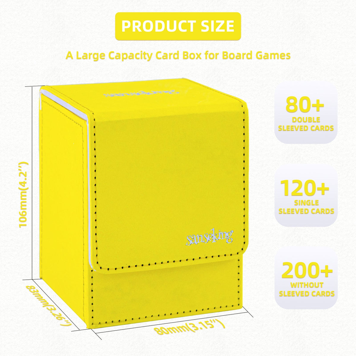 TCG Deck Box Fits 100+ yvek® (Vertical,Yellow)