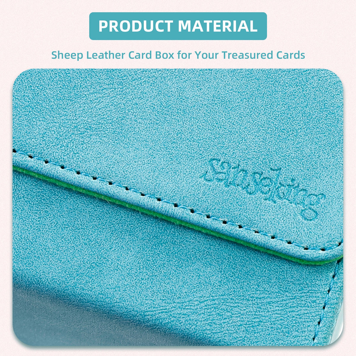Leather Deck Box for TCG (Horizontal,Cyan)