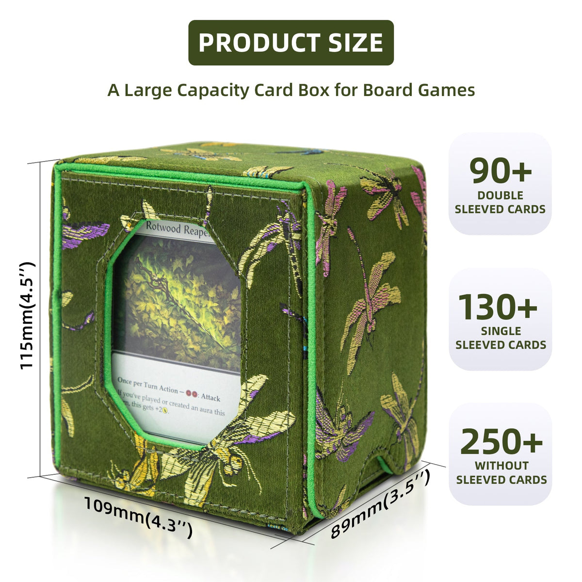 Satin Deck Box Fits 100+ (Dark Green)