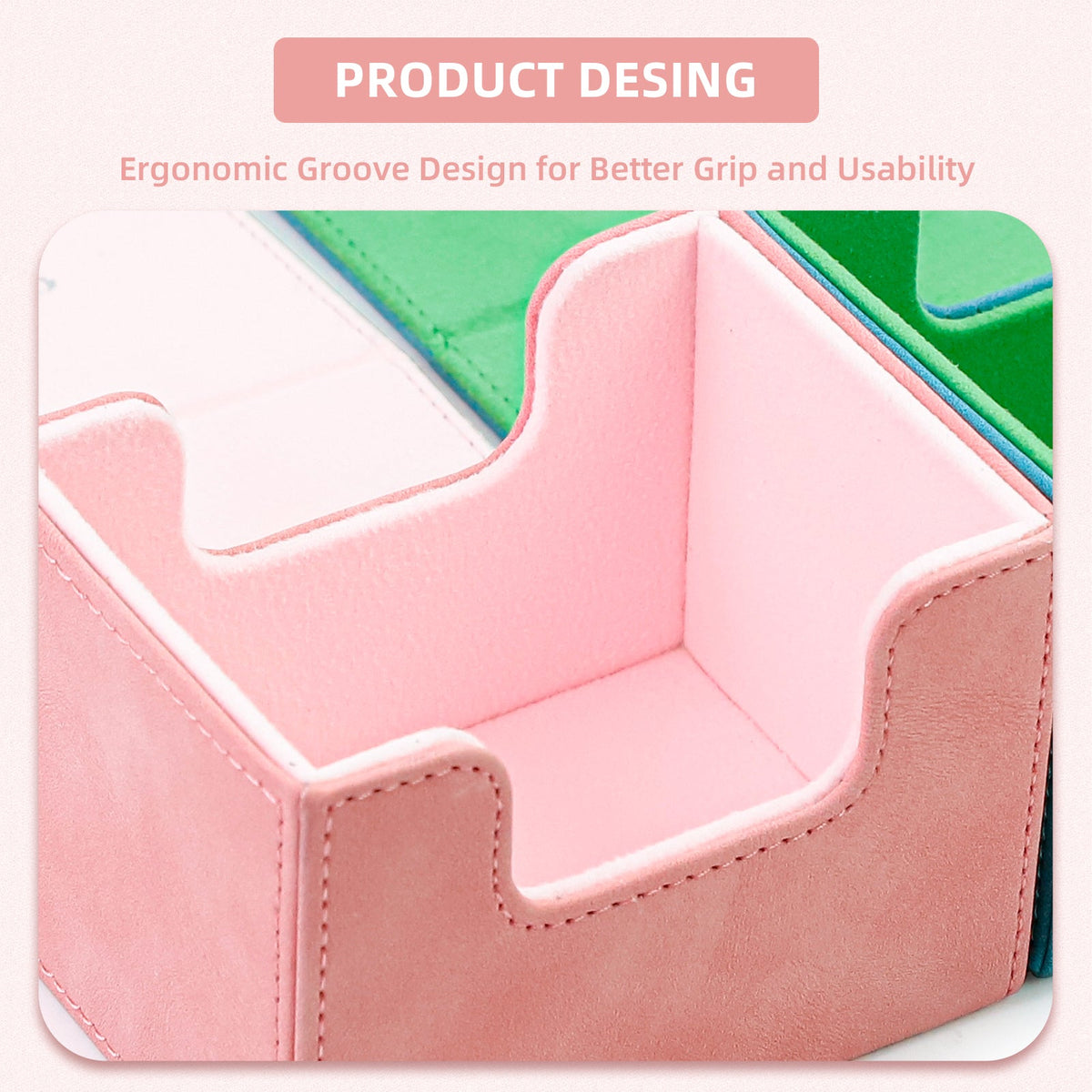 Leather Deck Box for TCG (Horizontal,Pink)