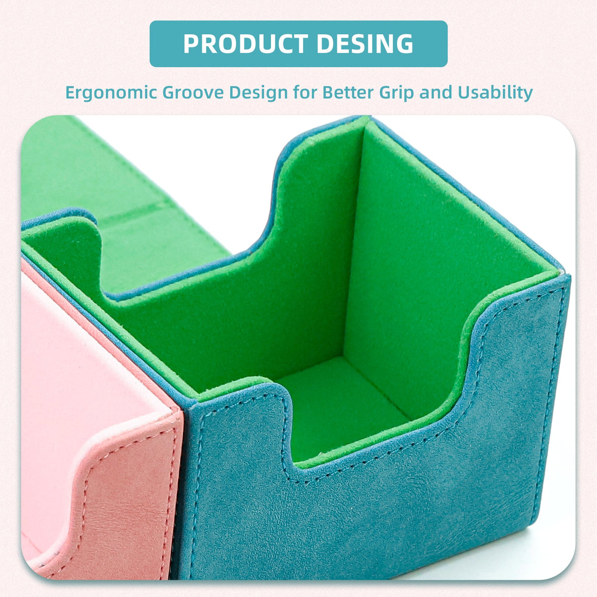 Leather Deck Box for TCG (Horizontal,Cyan)