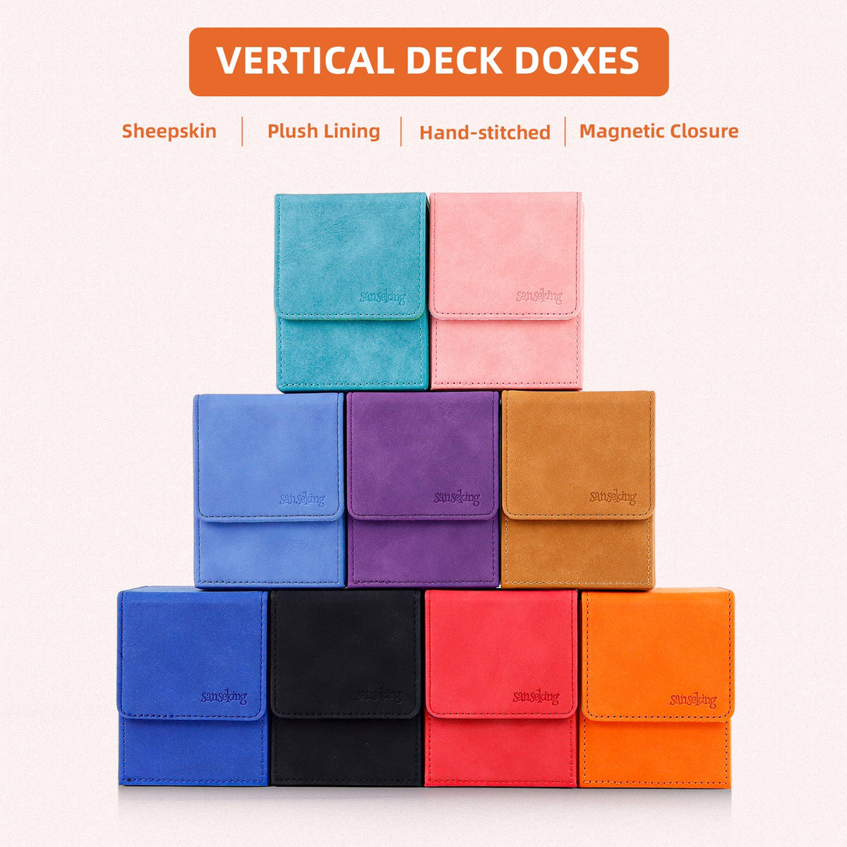 Leather Deck Box for TCG (Vertical,Orange)