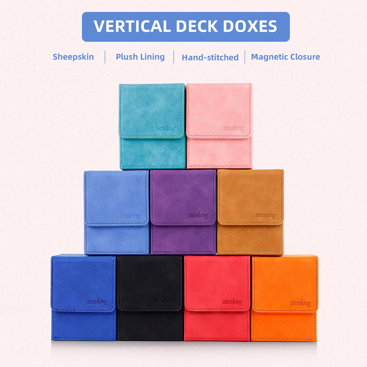 Leather Deck Box for TCG (Vertical,Light Blue)