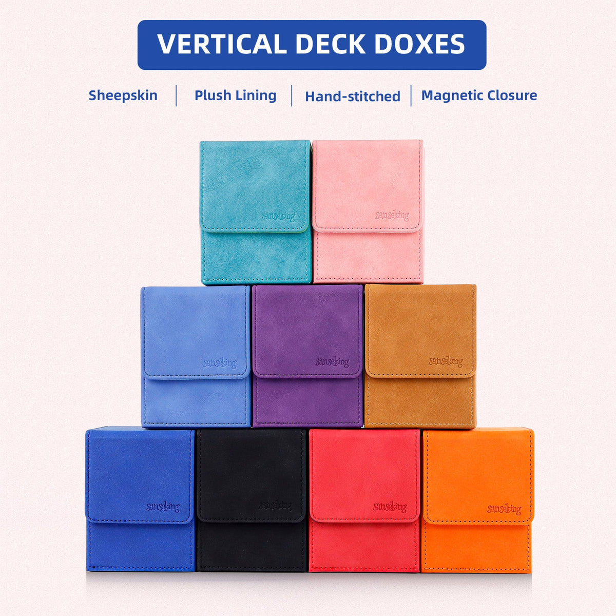 Leather Deck Box for TCG (Vertical,Dark Blue)