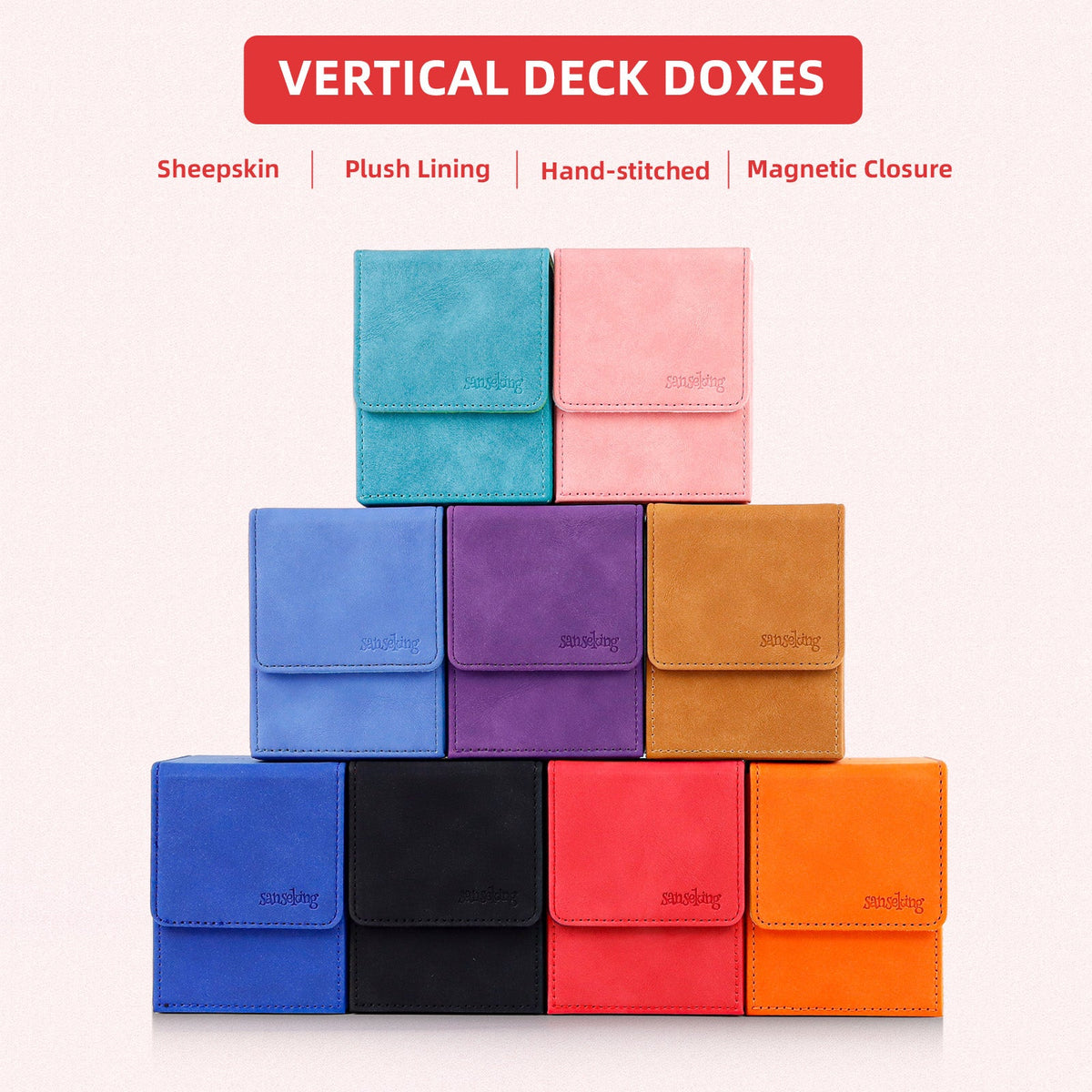 Leather Deck Box for TCG (Vertical,Red)