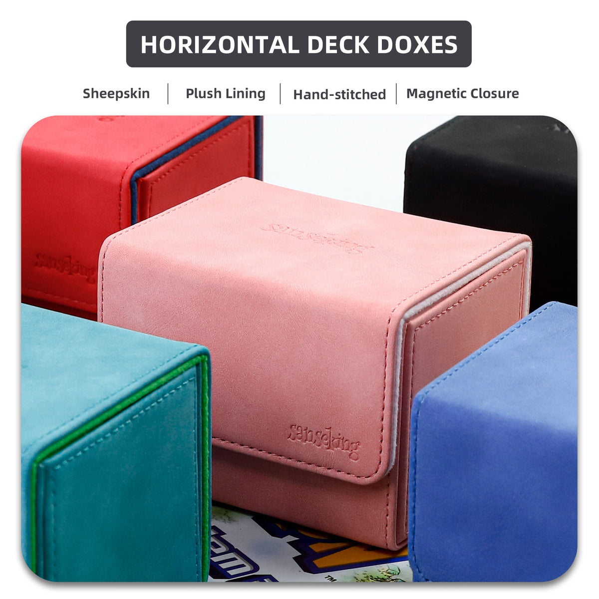 Leather Deck Box for TCG (Horizontal,Black)
