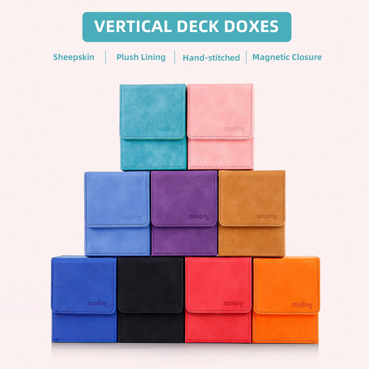 Leather Deck Box for TCG (Vertical,Cyan)