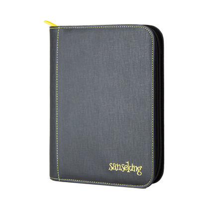 Black Grid 4/9/12-Pocket PU Binder with Waffle Pages