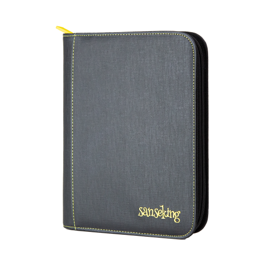 Black Grid 4/9/12-Pocket PU Binder with Waffle Pages