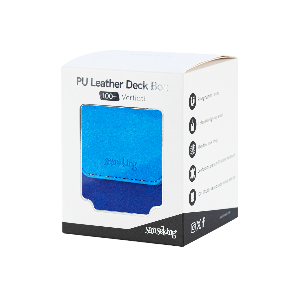 Color-Block Pu Deck Box Dark Blue with 1 Divider