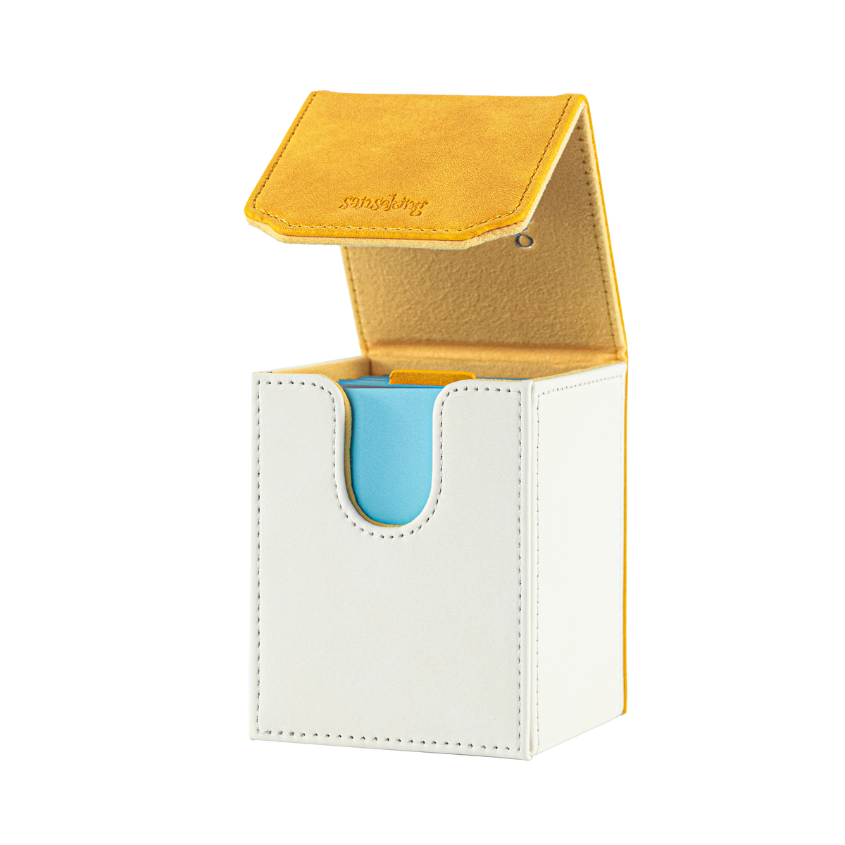Color-Block Pu Deck Box Yellow with 1 Divider