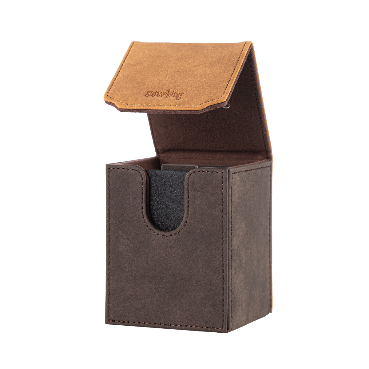 Color-Block Pu Deck Box Brown with 1 Divider
