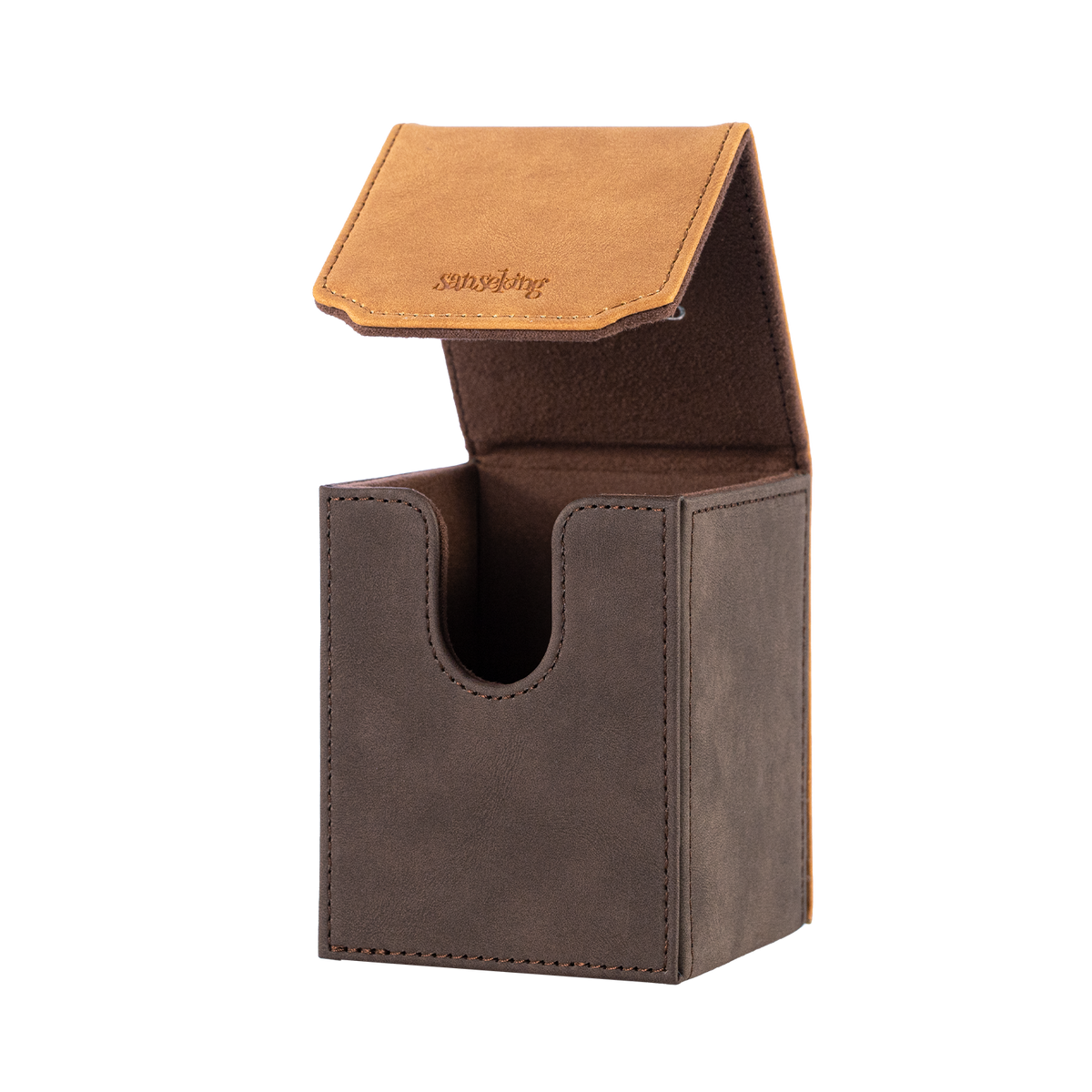 Color-Block Pu Deck Box Brown with 1 Divider