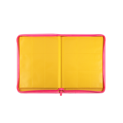 Coral Binder Series PU Leather Zipper 9-Pocket Coral Yellow