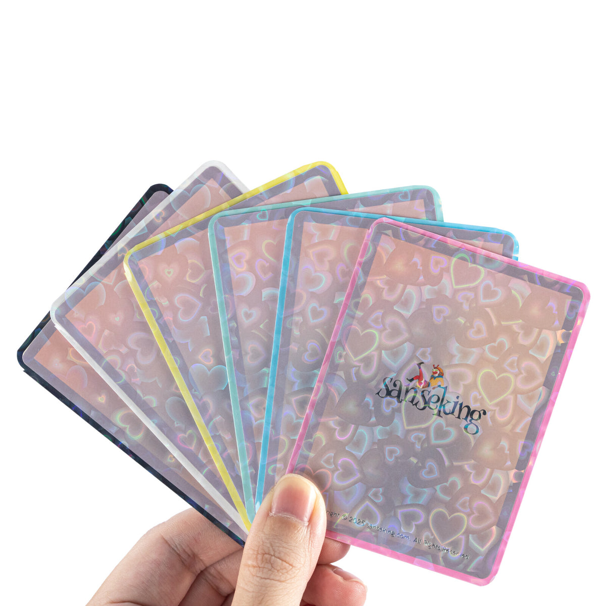 Love Heart-Shape Laser Flashing Rounded Card Sleeves