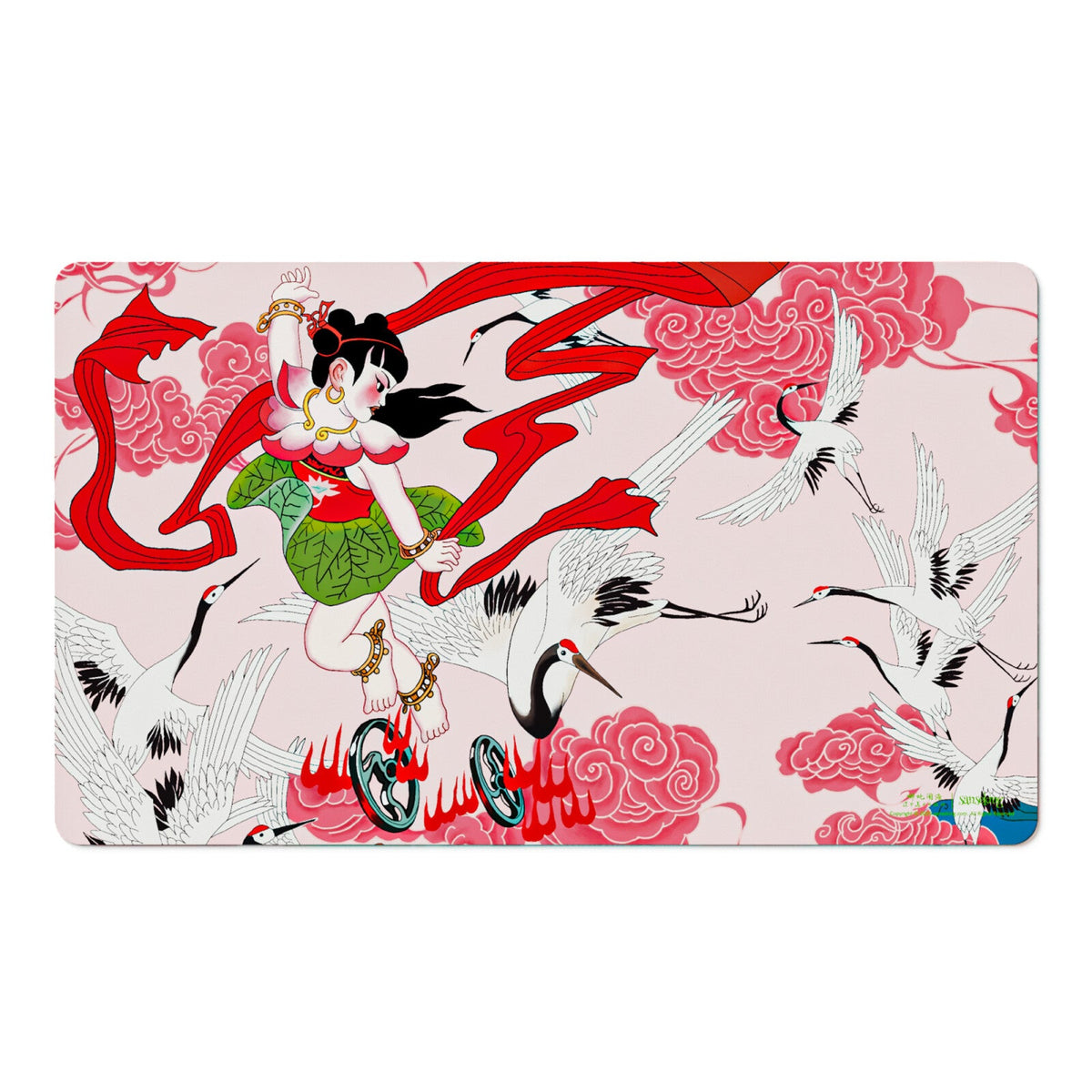 Ne Zha Conquers the Dragon King Playmat - Battles the Celestial Crane
