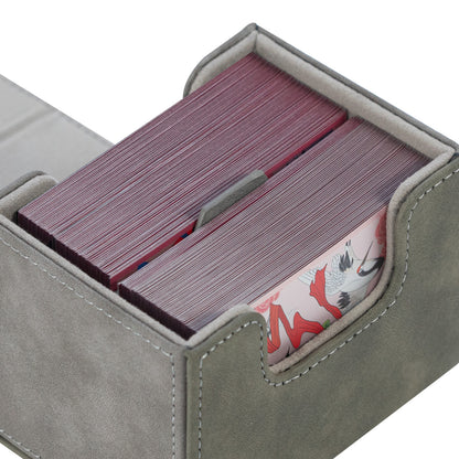 Horizontal Color-Block Pu Deck Box Greyish-green with 1 Divider
