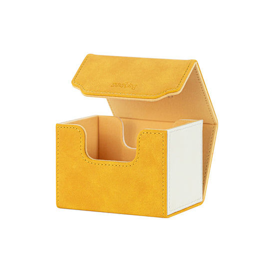 Horizontal Color-Block Pu Deck Box Yellow with 1 Divider