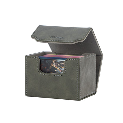 Horizontal Color-Block Pu Deck Box Greyish-green with 1 Divider