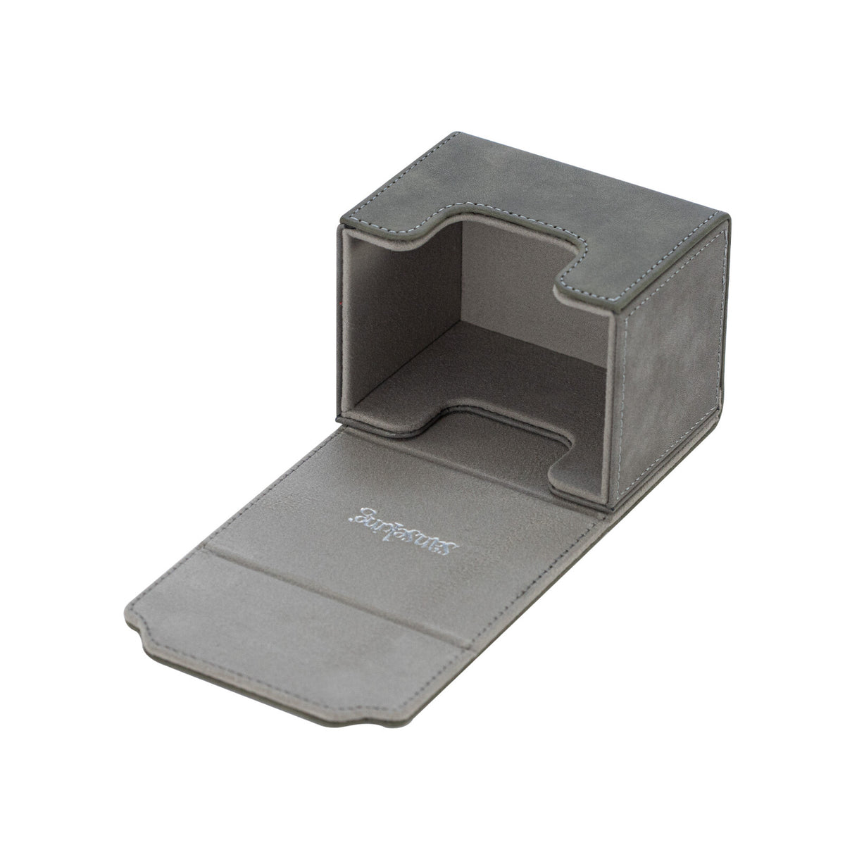 Horizontal Color-Block Pu Deck Box Greyish-green with 1 Divider