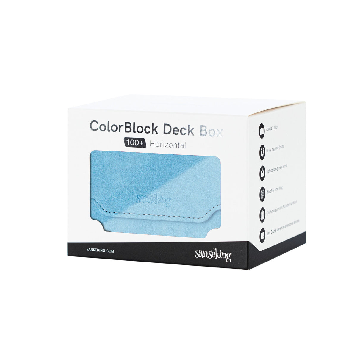 Horizontal Color-Block Pu Deck Box Blue with 1 Divider