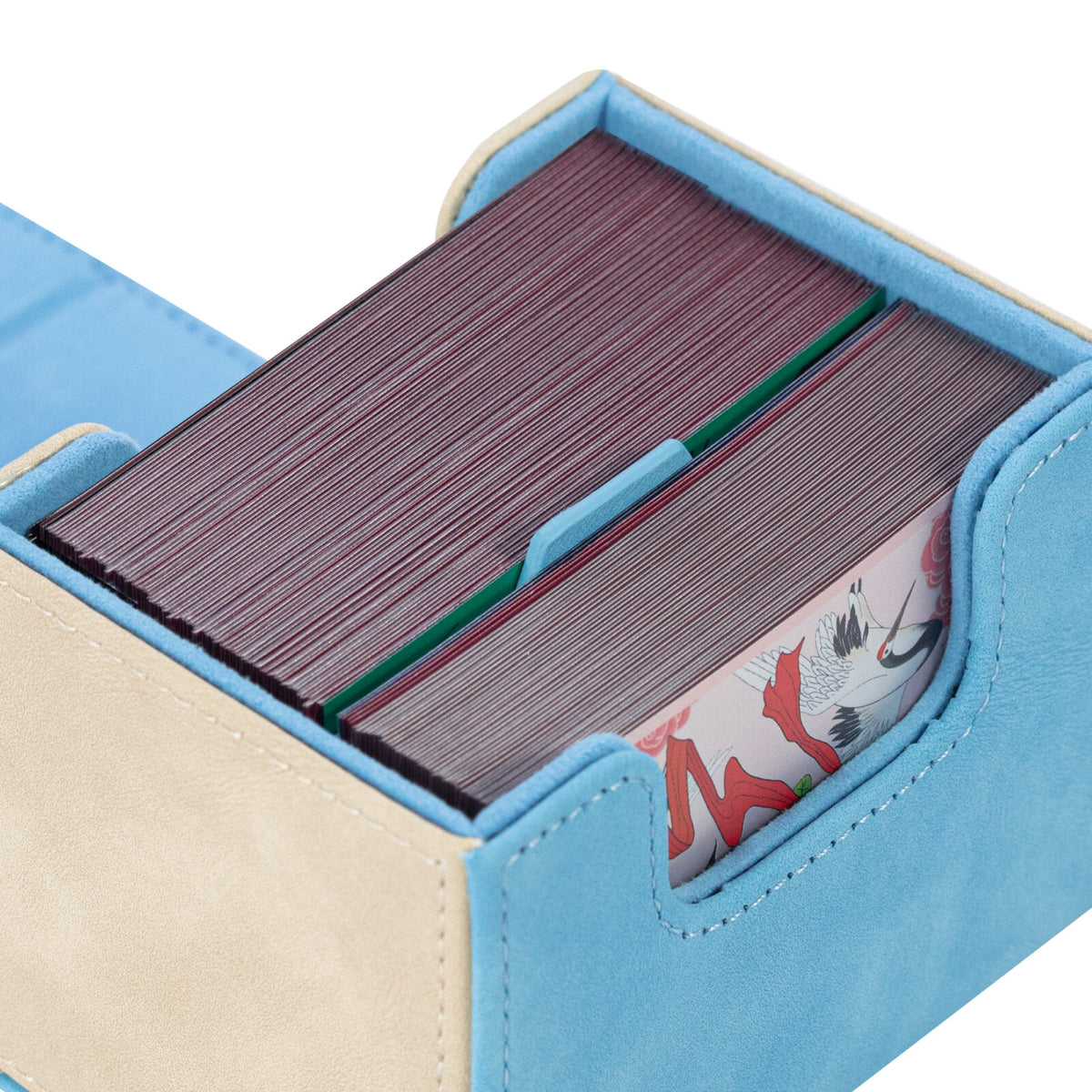 Horizontal Color-Block Pu Deck Box Blue with 1 Divider