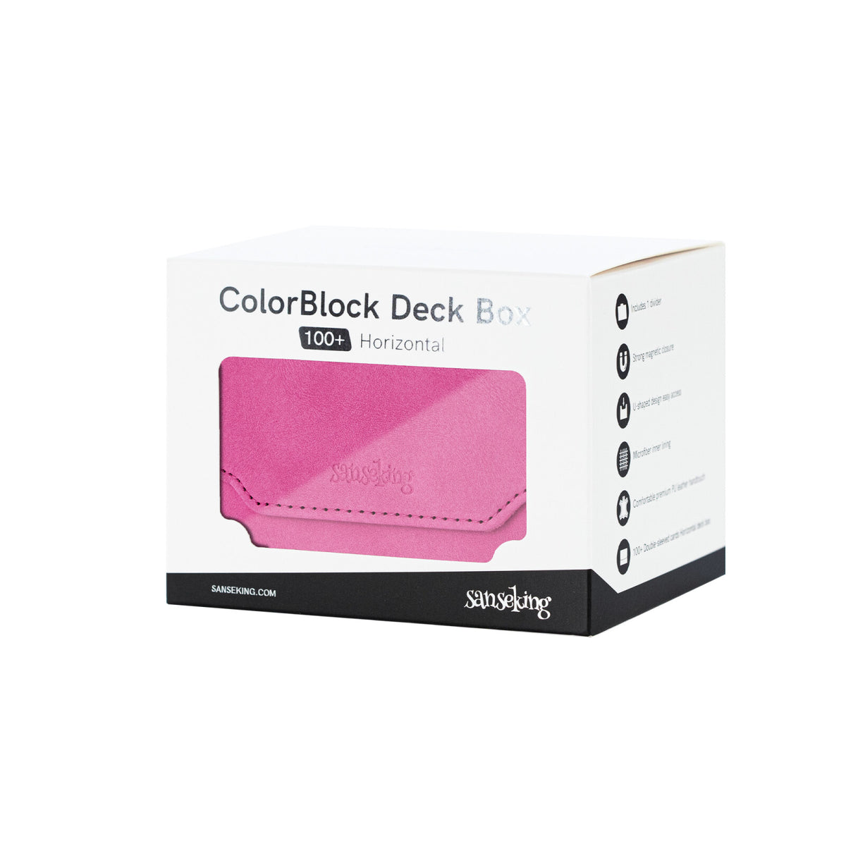 Horizontal Color-Block Pu Deck Box Chic Red with 1 Divider