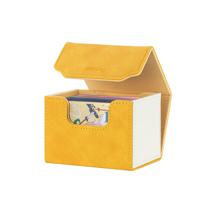 Horizontal Color-Block Pu Deck Box Yellow with 1 Divider