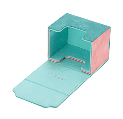 Horizontal Color-Block Pu Deck Box Mint Green with 1 Divider