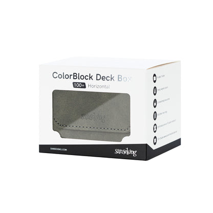 Horizontal Color-Block Pu Deck Box Greyish-green with 1 Divider