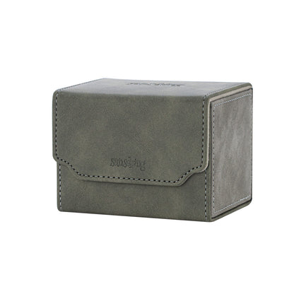 Horizontal Color-Block Pu Deck Box Greyish-green with 1 Divider