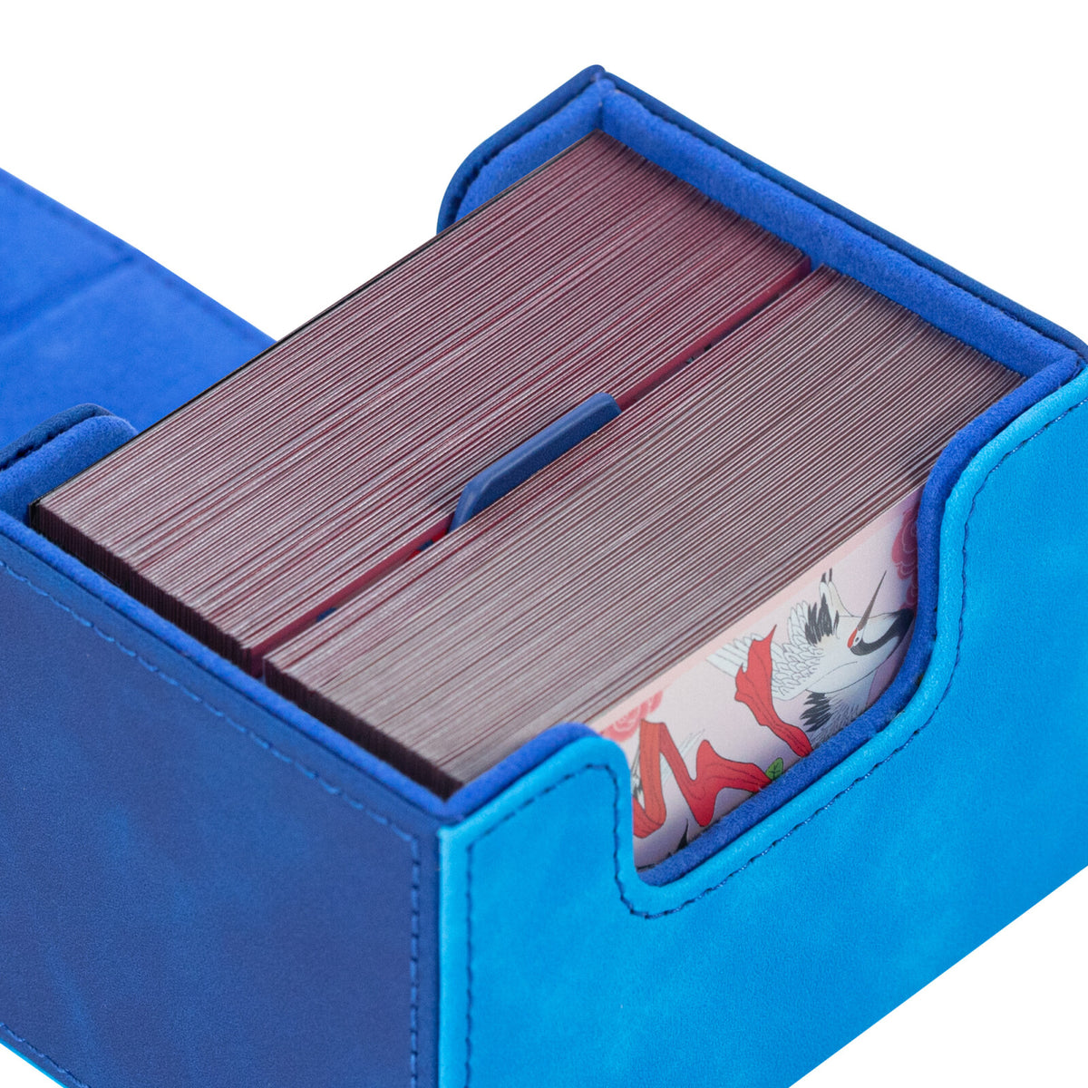 Horizontal Color-Block Pu Deck Box Dark Blue with 1 Divider