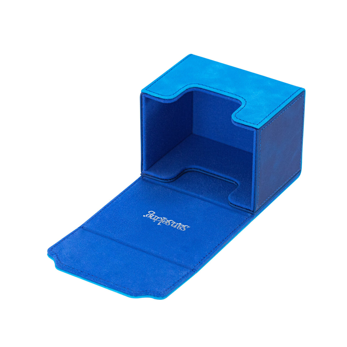 Horizontal Color-Block Pu Deck Box Dark Blue with 1 Divider