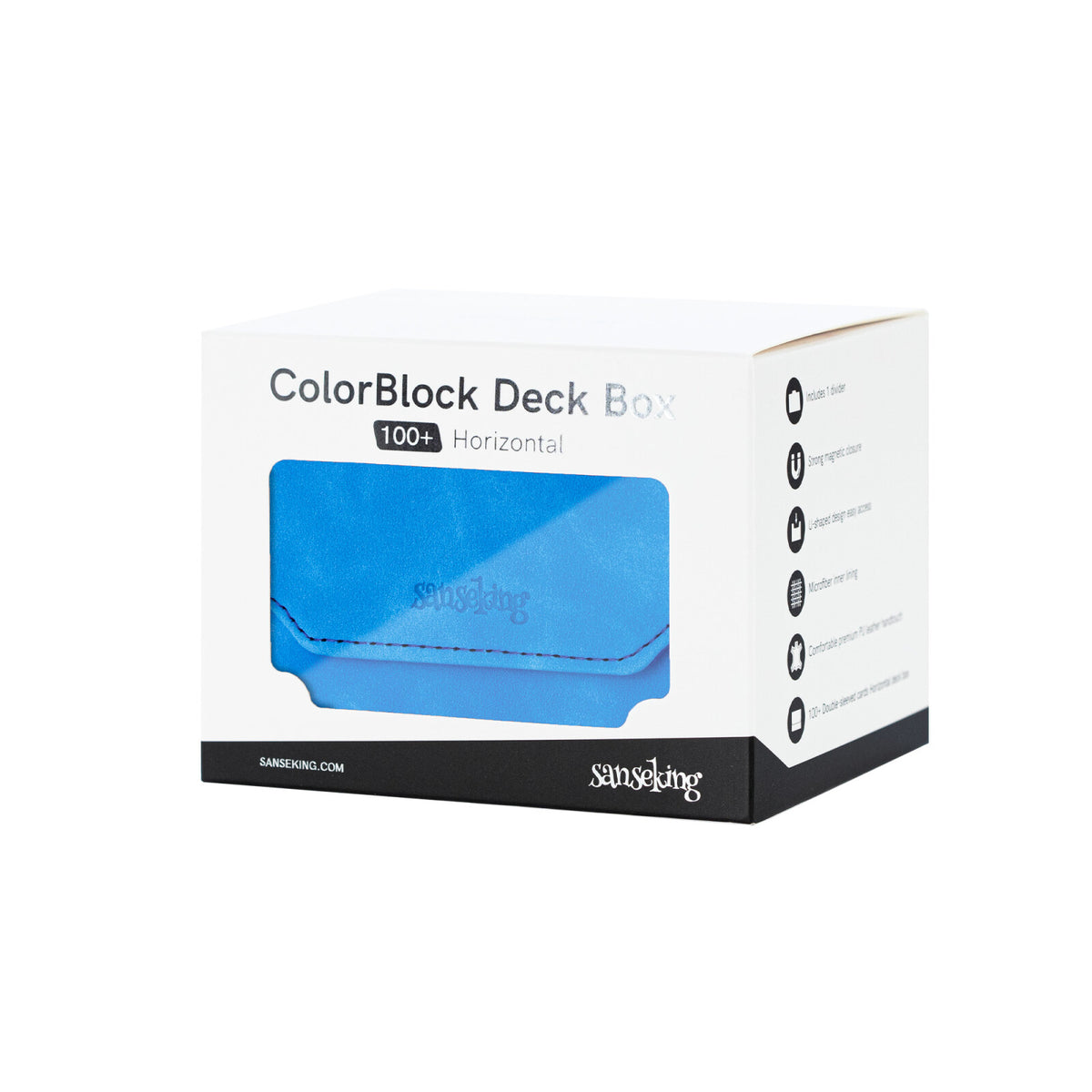 Horizontal Color-Block Pu Deck Box Dark Blue with 1 Divider