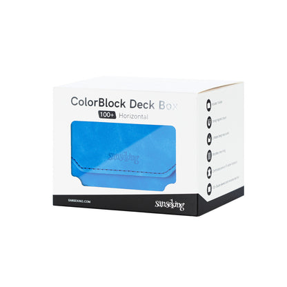 Horizontal Color-Block Pu Deck Box Dark Blue with 1 Divider