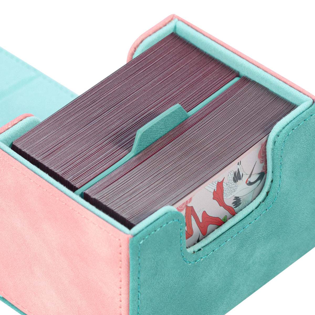 Horizontal Color-Block Pu Deck Box Mint Green with 1 Divider