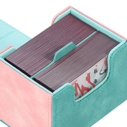 Horizontal Color-Block Pu Deck Box Mint Green with 1 Divider