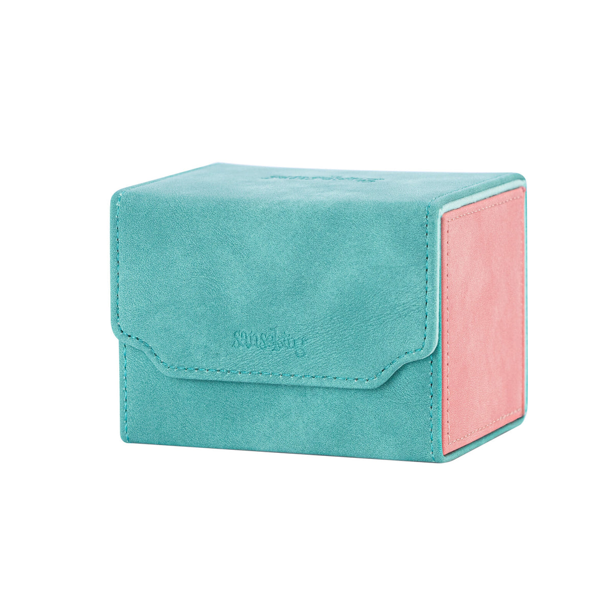 Horizontal Color-Block Pu Deck Box Mint Green with 1 Divider