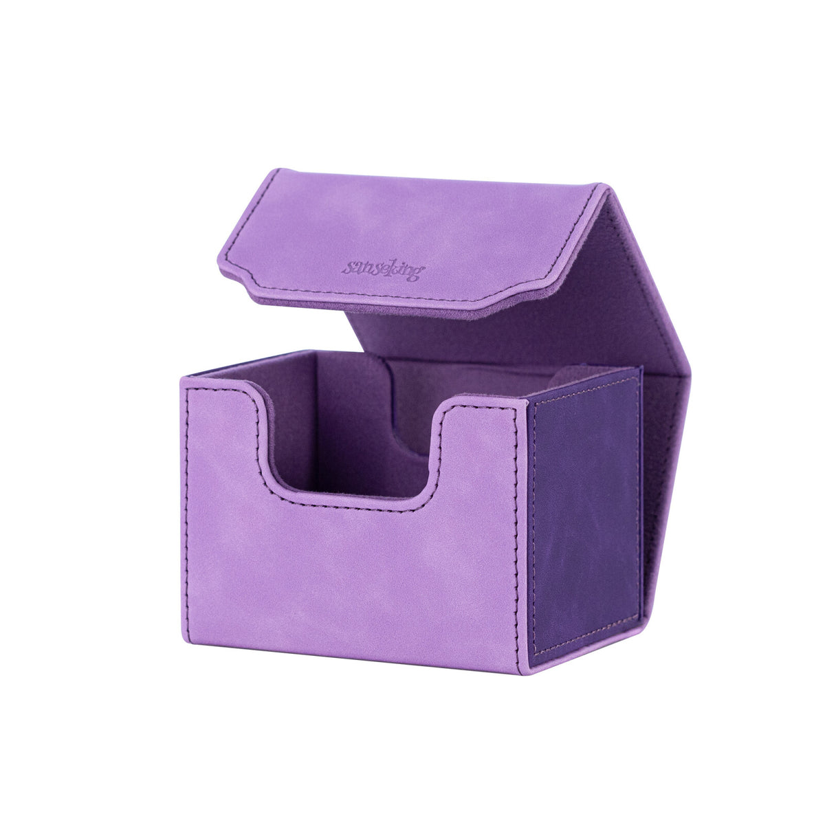 Horizontal Color-Block Pu Deck Box Purple with 1 Divider