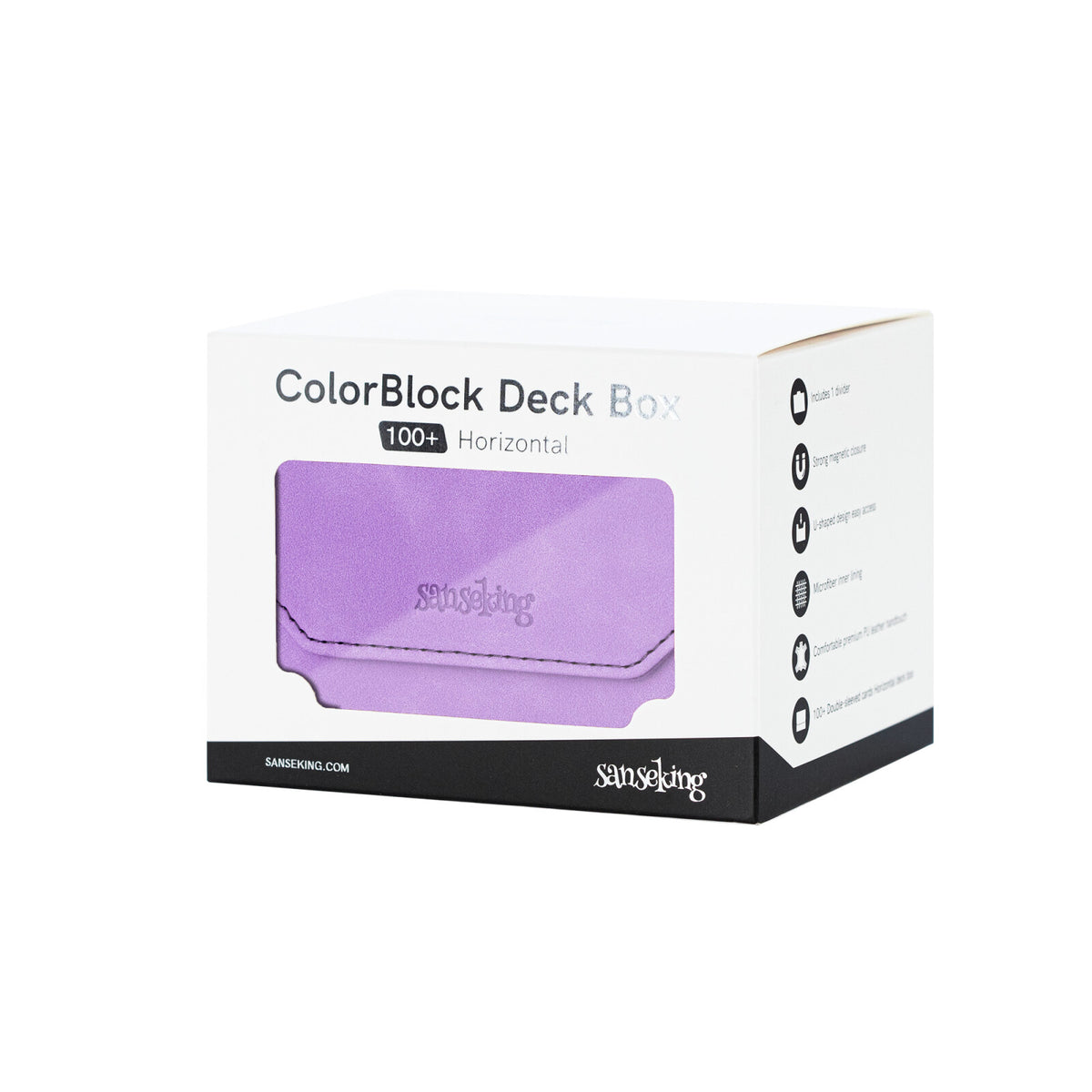 Horizontal Color-Block Pu Deck Box Purple with 1 Divider