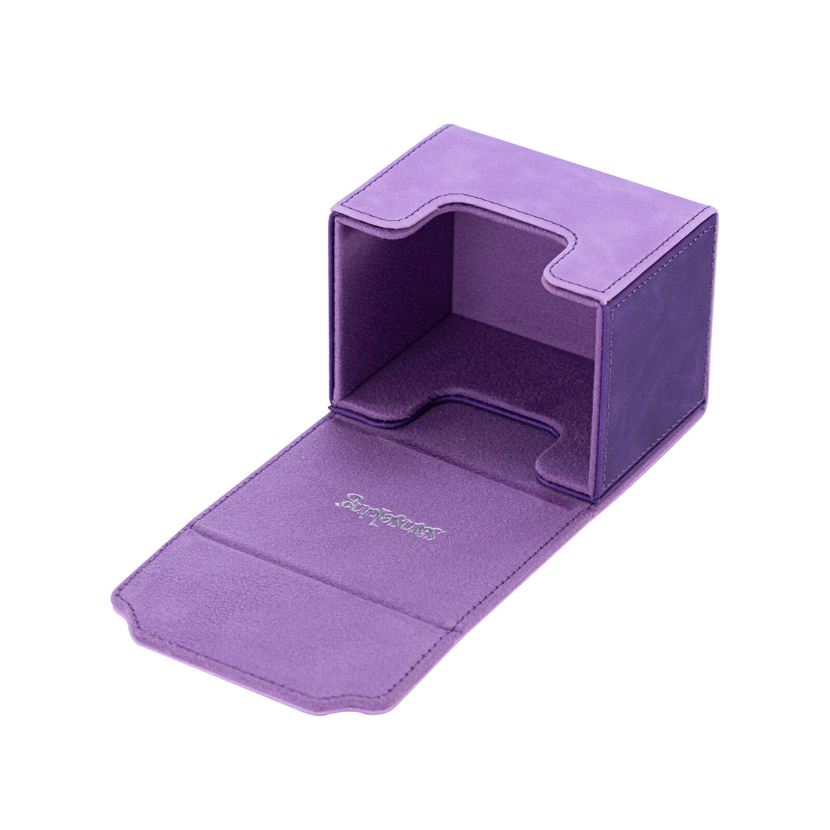 Horizontal Color-Block Pu Deck Box Purple with 1 Divider