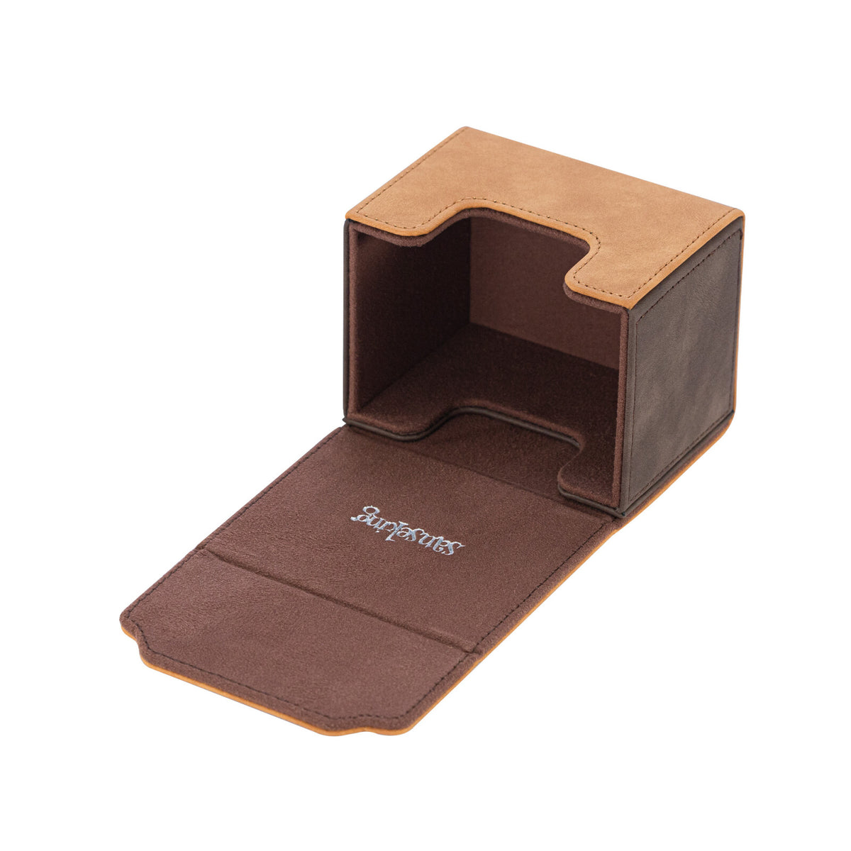 Horizontal Color-Block Pu Deck Box Brown with 1 Divider