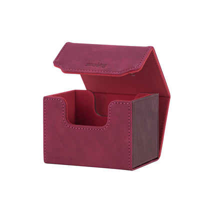 Horizontal Color-Block Pu Deck Box Red with 1 Divider